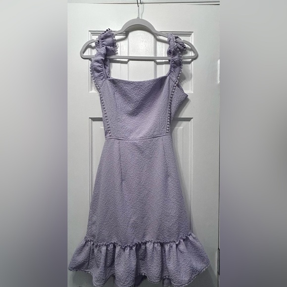 WDIRARA Dresses & Skirts - Women's Boho Backless Knot Ruffle Hem High Waist Trim Textured Mini Dress